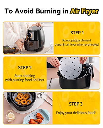 Katbite Air Fryer Parchment Paper Liners 120Pcs, 7.5 inch Perforated Parchment Paper, Heavy Duty & Non-stick Round Parchment Paper for Air Fryer Basket, Bamboo Steamer, Metal Steamer - Image 3