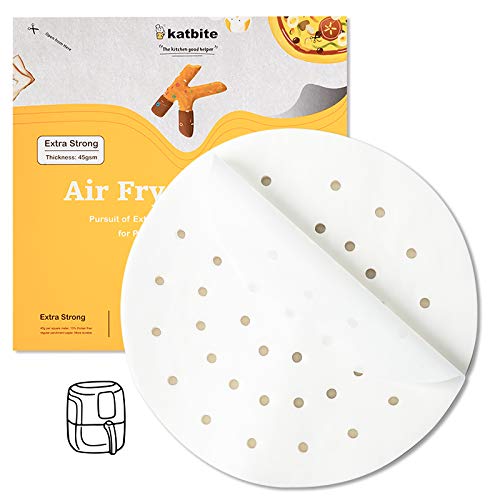 Katbite Air Fryer Parchment Paper Liners 120Pcs, 7.5 inch Perforated Parchment Paper, Heavy Duty & Non-stick Round Parchment Paper for Air Fryer Basket, Bamboo Steamer, Metal Steamer - Image 1