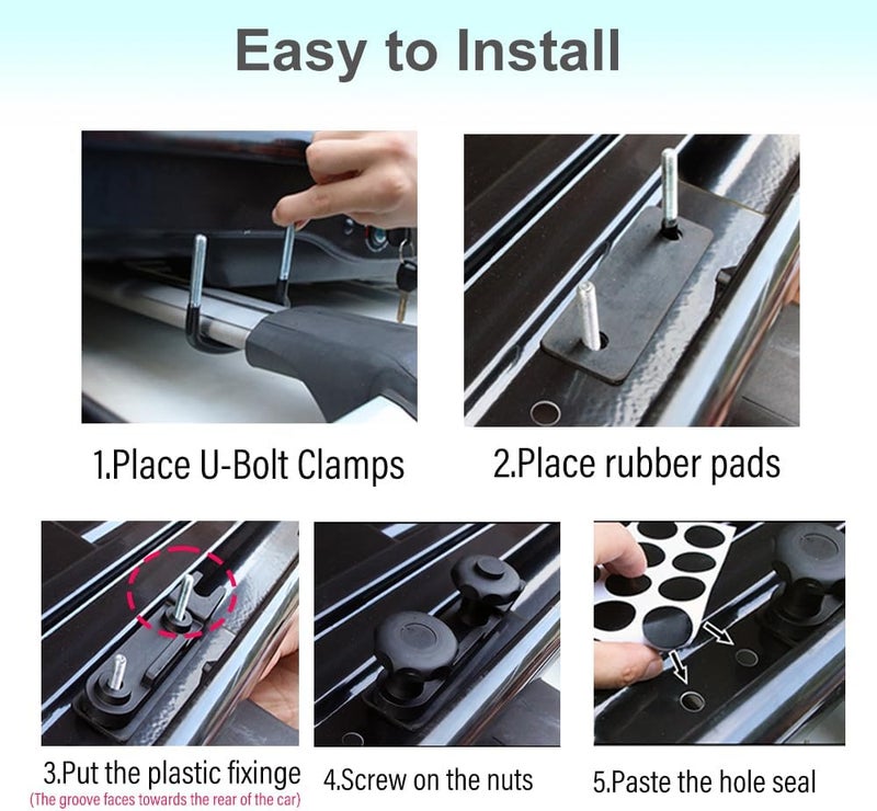 Lotcesfun Roof Box U-Bolt Clip Stainless Steel Universal Inner Width 85mm/3.35in Thick 40mm/1.57in Roof Rack Mounting Brackets Accessories with 8 Lock Nuts 2 Straps (4PCS) Field test upgraded craftsmanship - Image 5