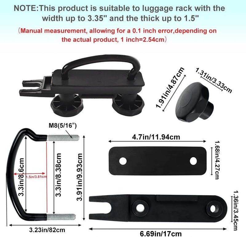 Lotcesfun Roof Box U-Bolt Clip Stainless Steel Universal Inner Width 85mm/3.35in Thick 40mm/1.57in Roof Rack Mounting Brackets Accessories with 8 Lock Nuts 2 Straps (4PCS) Field test upgraded craftsmanship - Image 2