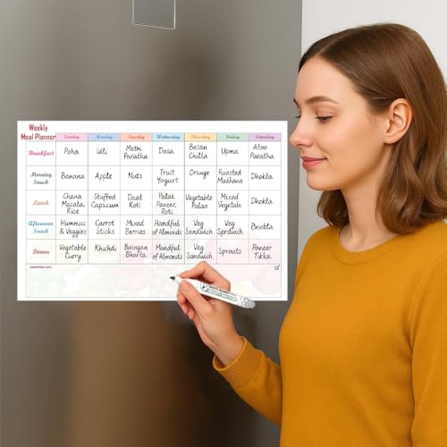 AccuPrints Vinyl Magnetic Weekly Meal Planner Dry Erase Board with Magnetic Marker,Includes Grocery List,36 cm x 45.5 cm - Image 4