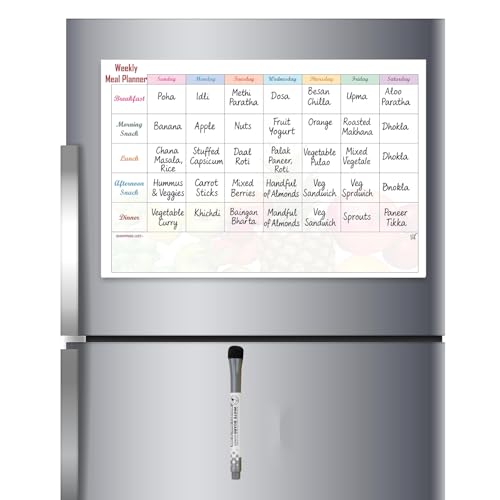 AccuPrints Vinyl Magnetic Weekly Meal Planner Dry Erase Board with Magnetic Marker,Includes Grocery List,36 cm x 45.5 cm - Image 1