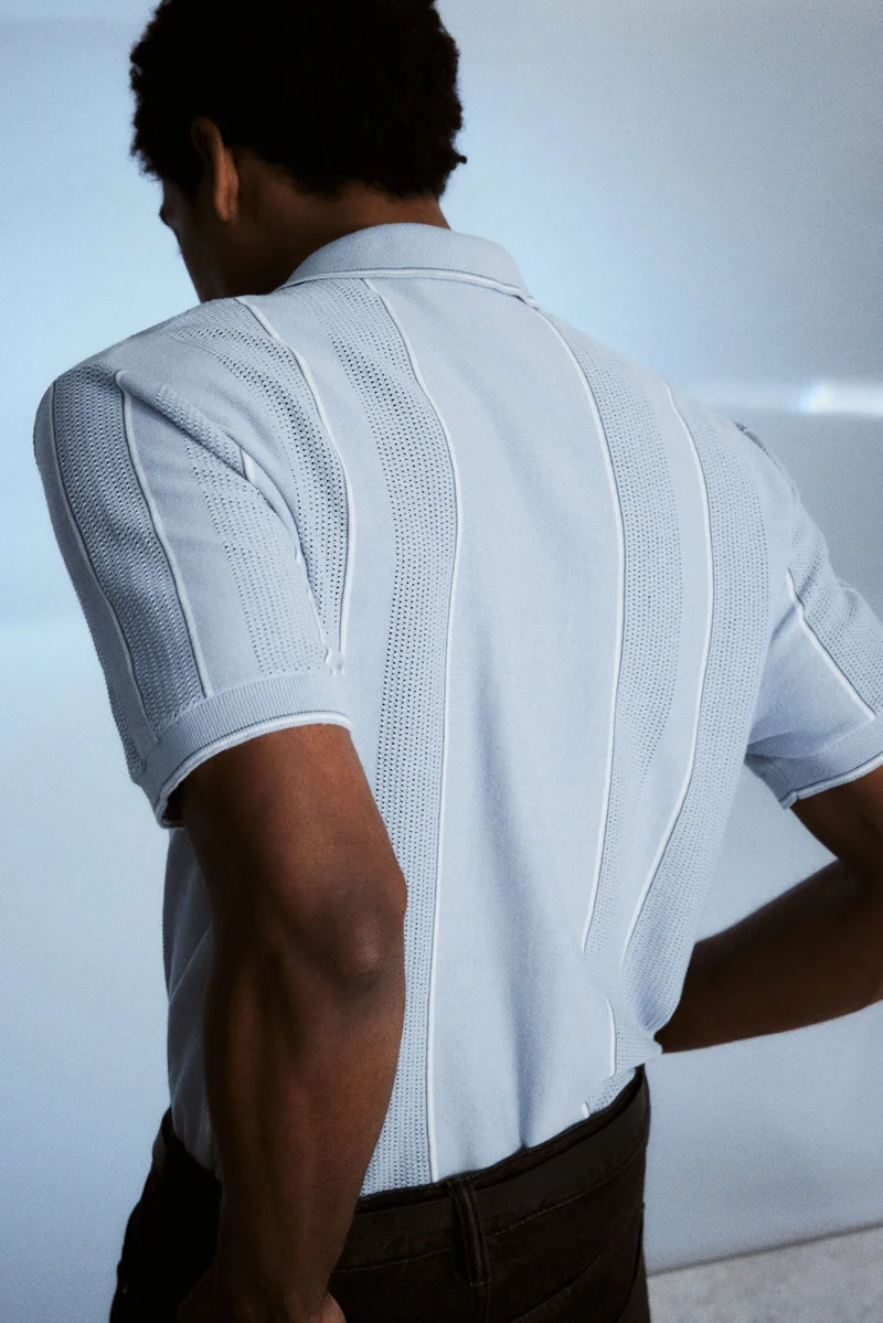 H&M Regular Fit Pointelle-knit polo shirt