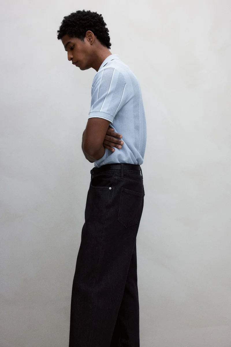 H&M Regular Fit Pointelle-knit polo shirt