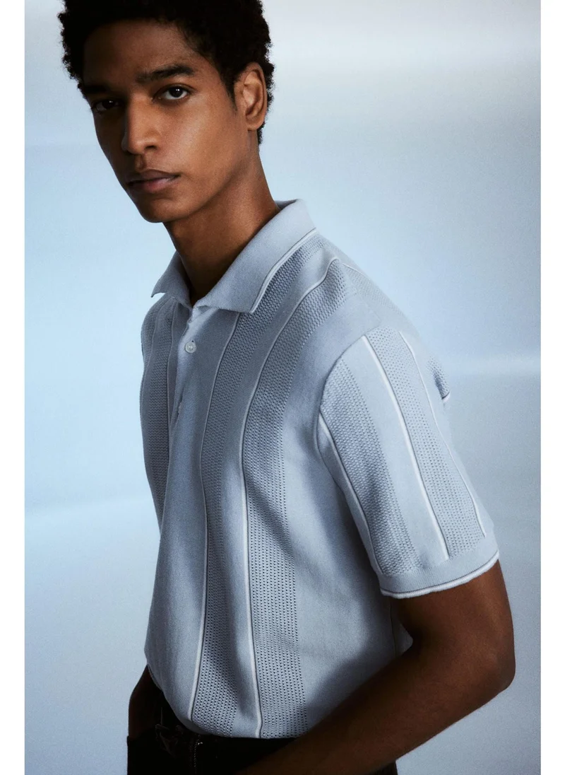 H&M Regular Fit Pointelle-knit polo shirt