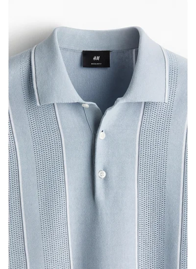 H&M Regular Fit Pointelle-knit polo shirt