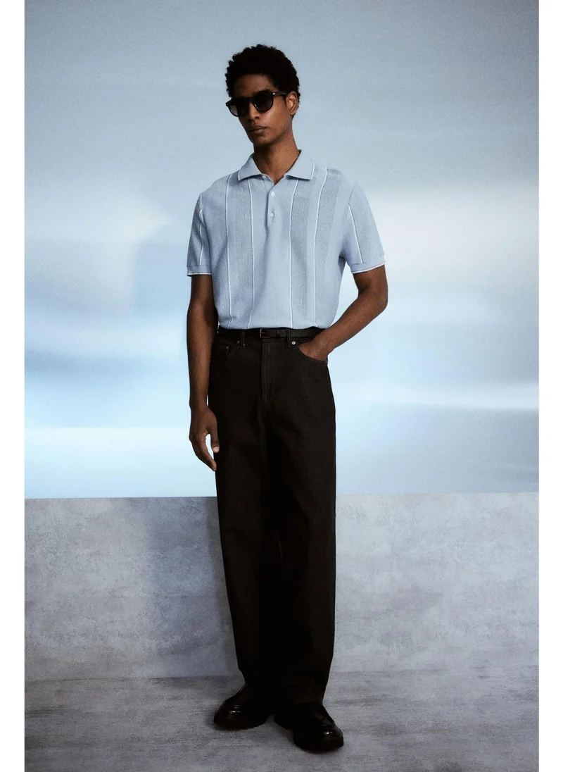 H&M Regular Fit Pointelle-knit polo shirt