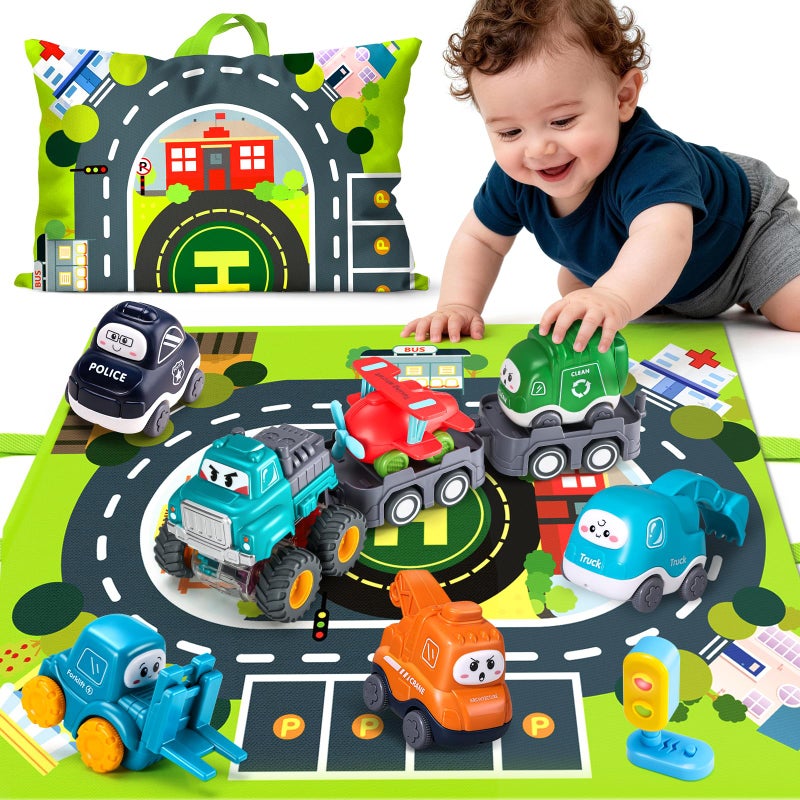 bessome Big Cartoon Truck Car Toys for 1 Year Old Boy with PlaymatStorage BagBaby and Toddler Toys 1218 Months Age 12 with Trailor1st Birthday Gift for 1 2 Year Old Boy - Image 2