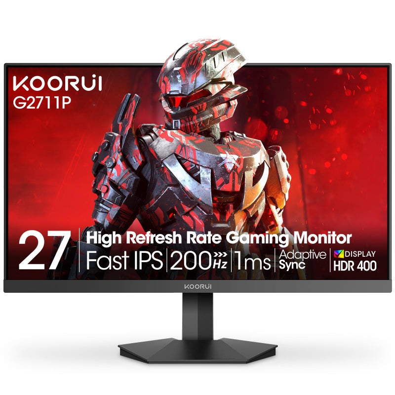 KOORUI 27 Inch Gaming Monitor 200Hz FHD (1920x1080) HDR400, 1ms Fast IPS, 90% DCI-P3, Adaptive-Sync, HDMI 2.0, DP 1.4, VESA Mount, Tilt Adjustable, G2711P - Image 1
