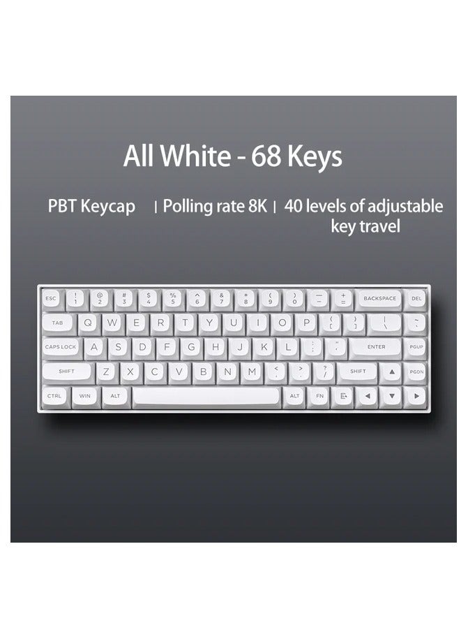 UCHUANG M68 RGB 60% Wired Magnetic Switch Mechanical Gaming Keyboard with Rapid Trigger Mode, 8K Polling Rate, PBT Light Transmission Keycap, 16 Million Colors RGB Lighting, for PC/Mac Gamer, White  - Image 1