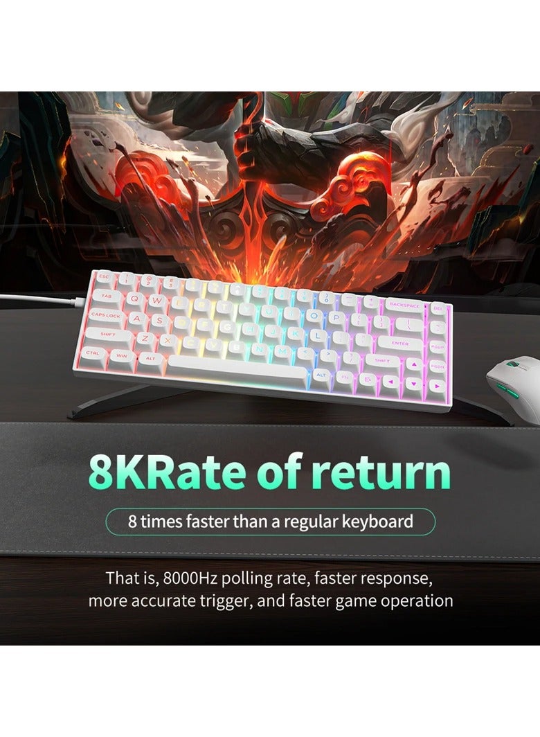 UCHUANG M68 RGB 60% Wired Magnetic Switch Mechanical Gaming Keyboard with Rapid Trigger Mode, 8K Polling Rate, PBT Light Transmission Keycap, 16 Million Colors RGB Lighting, for PC/Mac Gamer, White  - Image 3