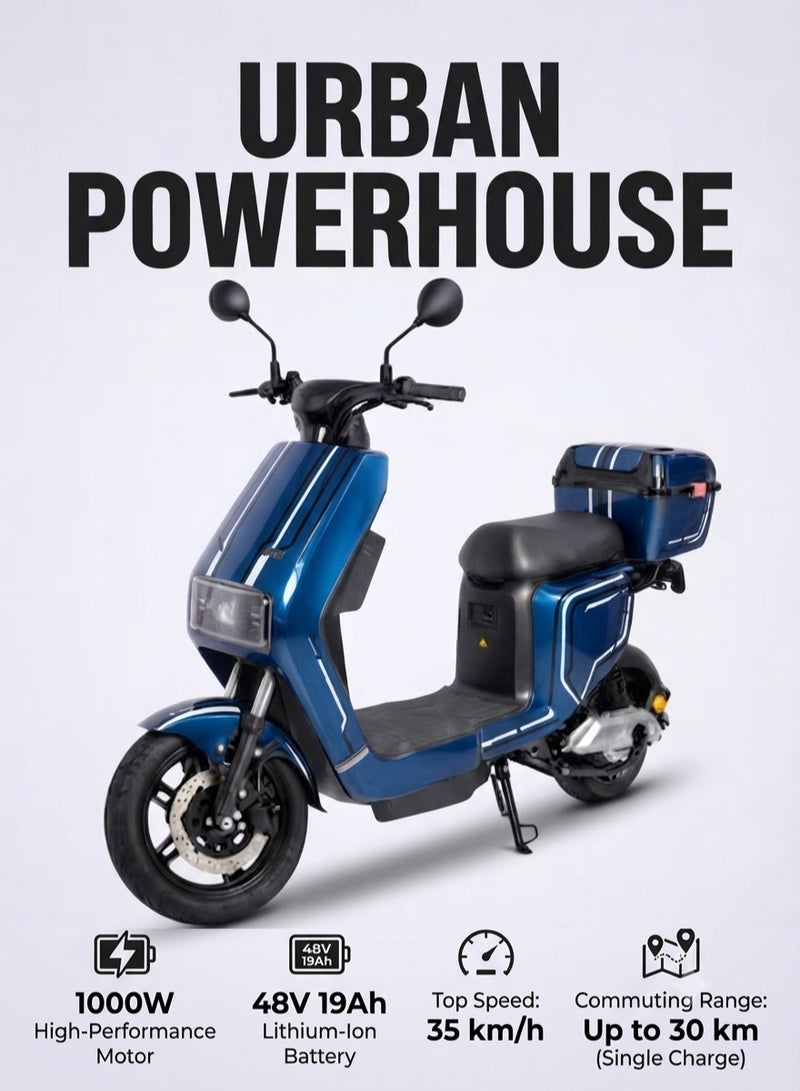Electric Bike with 1000W Motor | 48V 19Ah Lithium Battery | Up to 30km Range | 35km/h Top Speed | Supports up to 120kg | Large Rear Storage Box - Image 1