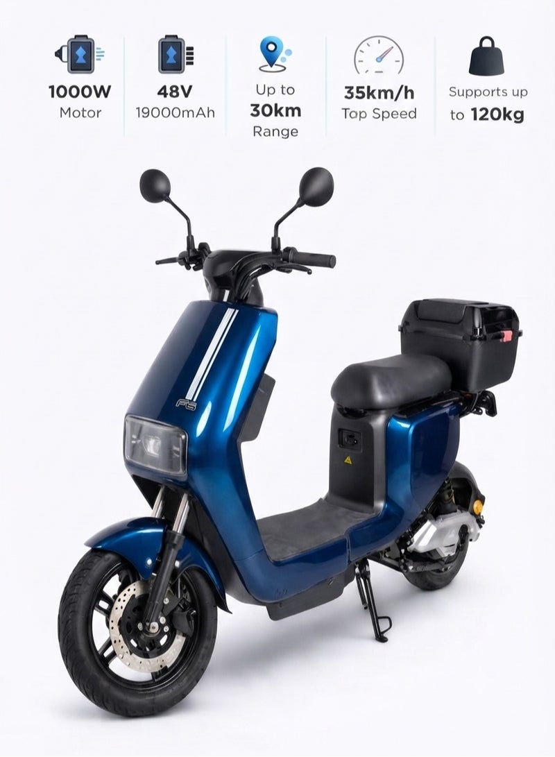 Electric Bike with 1000W Motor | 48V 19Ah Lithium Battery | Up to 30km Range | 35km/h Top Speed | Supports up to 120kg | Large Rear Storage Box - Image 3