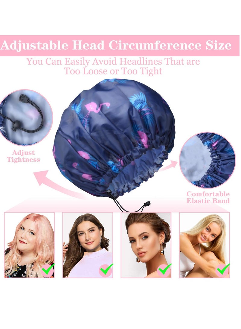 WINSTECK 3 Pack Extra Large Double Layer Adjustable Shower Caps for Women, Waterproof Exterior & EVA Lining, Oversized Design for All Hair Lengths - Image 3