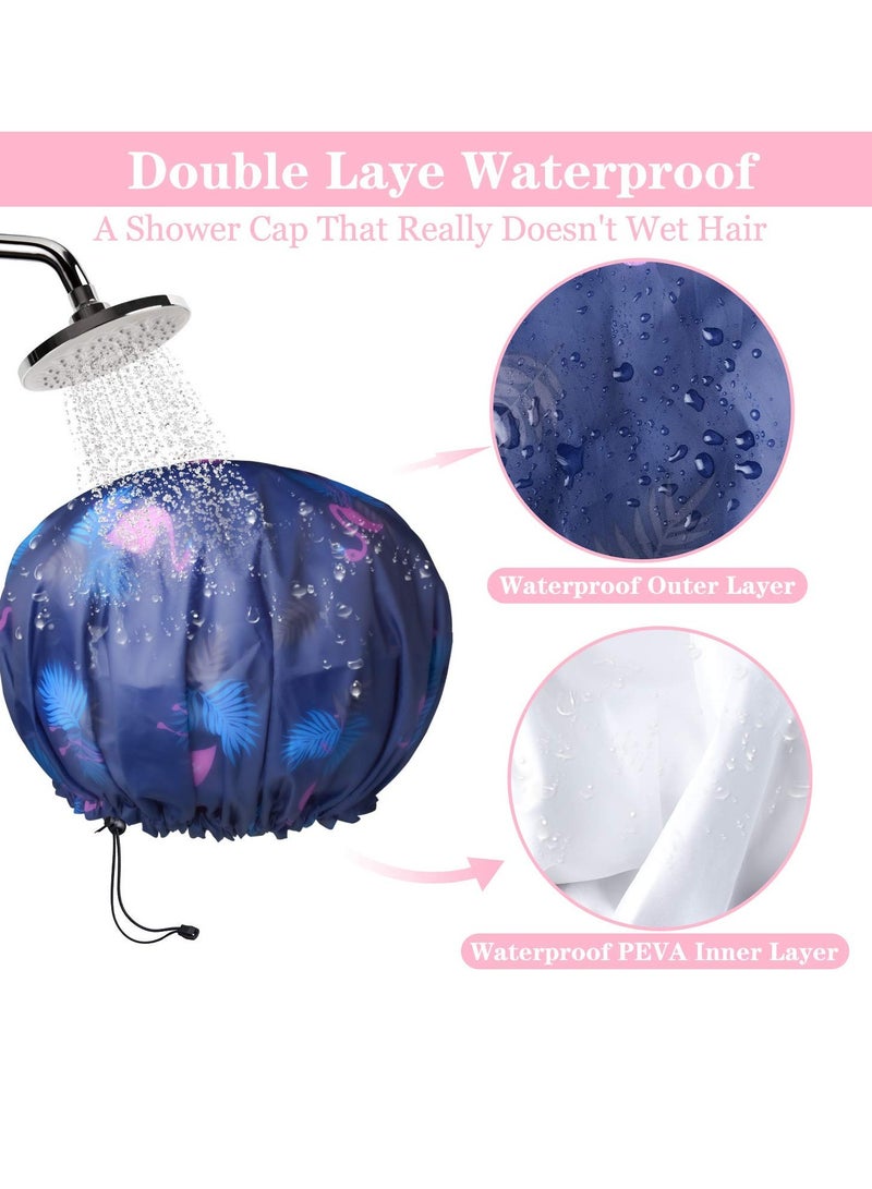 WINSTECK 3 Pack Extra Large Double Layer Adjustable Shower Caps for Women, Waterproof Exterior & EVA Lining, Oversized Design for All Hair Lengths - Image 4