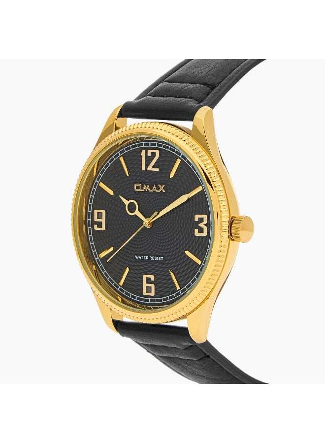 OMAX ساعة يد أنالوج سوداء للرجال مع لمسات ذهبية - Image 4