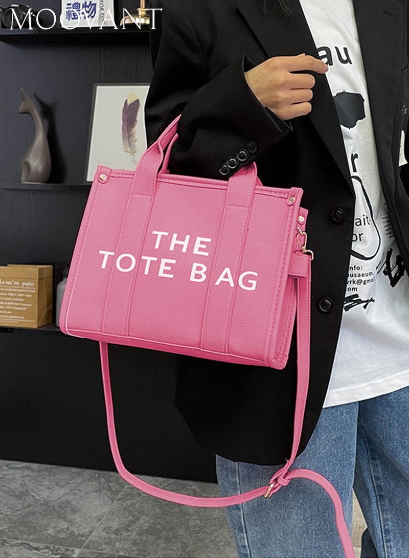 Moovant Women's Tote Bag, Large Trendy Tote Bag, PU Leather Handbag, Top Handle Shoulder Crossbody Bag for School, Office, Travel, Commuting, Rose Pink  - Image 1