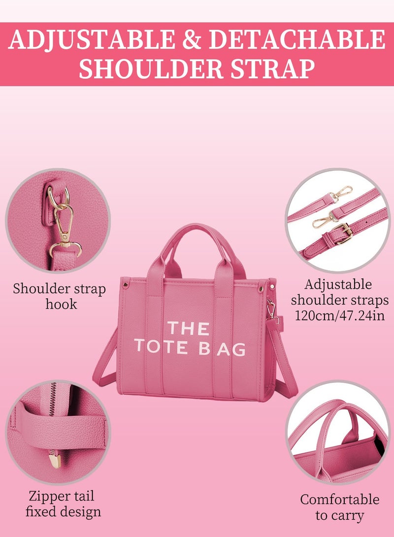 Moovant Women's Tote Bag, Large Trendy Tote Bag, PU Leather Handbag, Top Handle Shoulder Crossbody Bag for School, Office, Travel, Commuting, Rose Pink  - Image 2