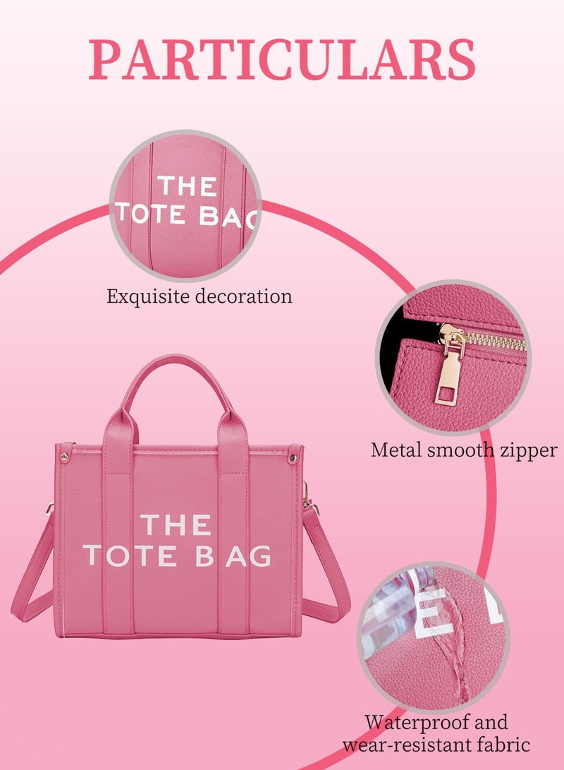 Moovant Women's Tote Bag, Large Trendy Tote Bag, PU Leather Handbag, Top Handle Shoulder Crossbody Bag for School, Office, Travel, Commuting, Rose Pink  - Image 5
