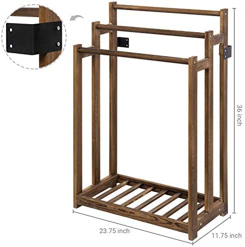 Rosewood Freestanding Wooden Towel Rack for Bathroom Vintage Wood Tier Towel Bar Stand with Bottom Shelf for Towels Washcloths Toiletries Convenient Rack for Drying or Hanging Clothes A55  - Image 4