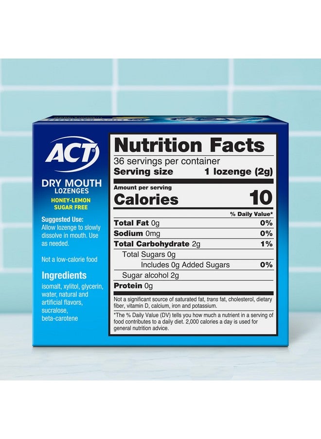 ACT Dry Mouth Lozenges With Xylitol, 36-Count, Sugar Free Honey-Lemon - Image 2
