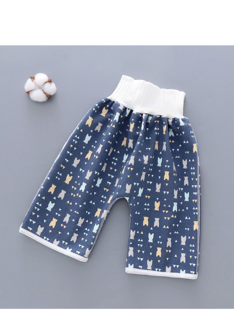 Loquat Cotton Baby Pants Waterproof Underwear For Pee Nappy Diaper Pants Potty Training Blue - Image 1