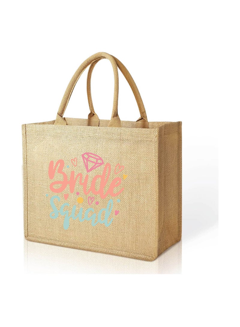 PRINTSHOP4ME Bride Squad Jute Totes for the Perfect Party Favor - Bridesmaids - Besties - Bags for the Perfect Wedding Squad - Gift Set for Bride Squad  - Image 1