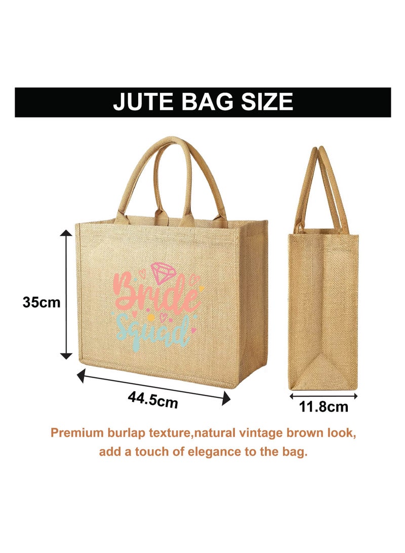 PRINTSHOP4ME Bride Squad Jute Totes for the Perfect Party Favor - Bridesmaids - Besties - Bags for the Perfect Wedding Squad - Gift Set for Bride Squad  - Image 2