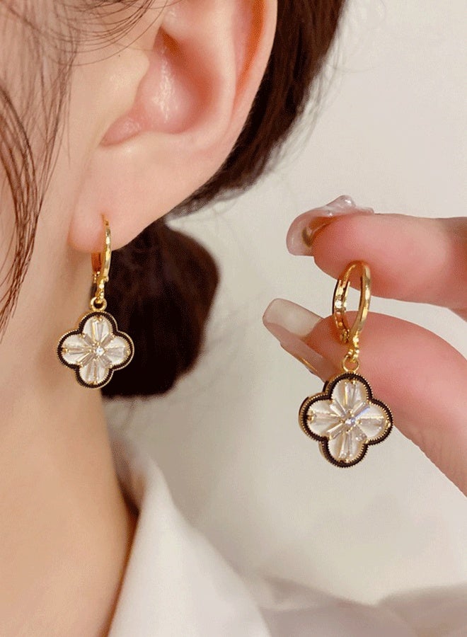 Women's Gold Clover Hoop Earrings - Light Weight Ethnic Fashion Earrings for Ladies, Gold Plated Stylish Jewelry for Daily Wear & Gifting - Image 1