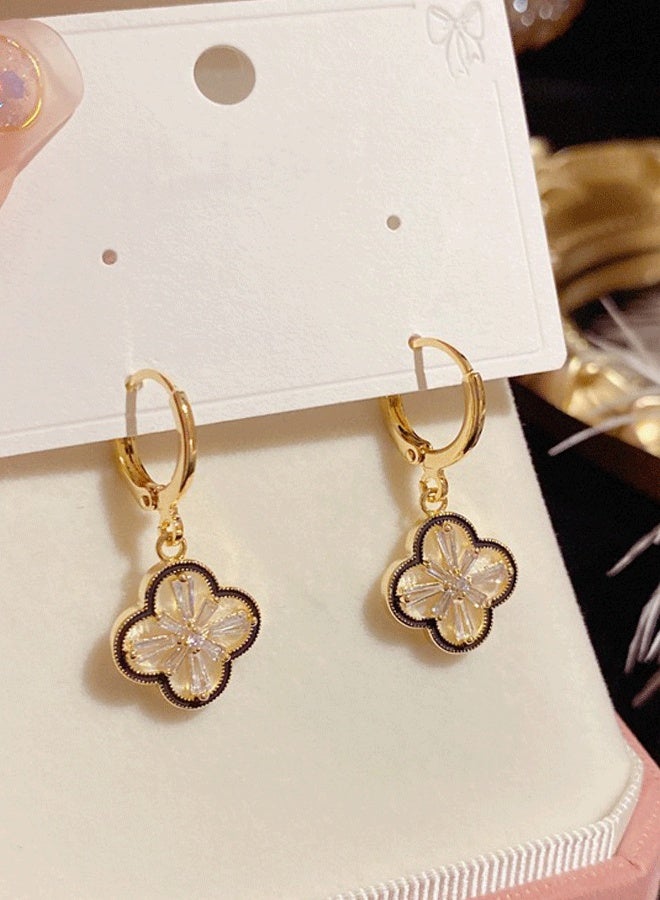 Women's Gold Clover Hoop Earrings - Light Weight Ethnic Fashion Earrings for Ladies, Gold Plated Stylish Jewelry for Daily Wear & Gifting - Image 4