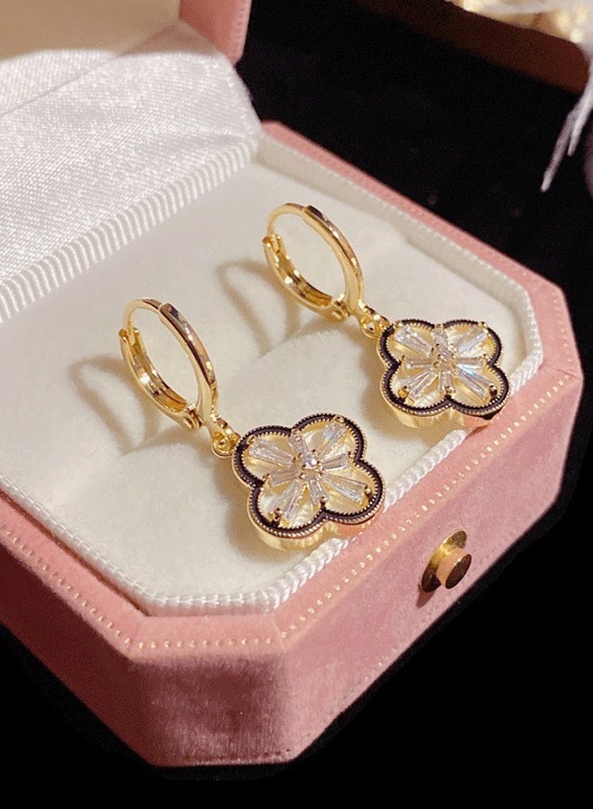 Women's Gold Clover Hoop Earrings - Light Weight Ethnic Fashion Earrings for Ladies, Gold Plated Stylish Jewelry for Daily Wear & Gifting - Image 3