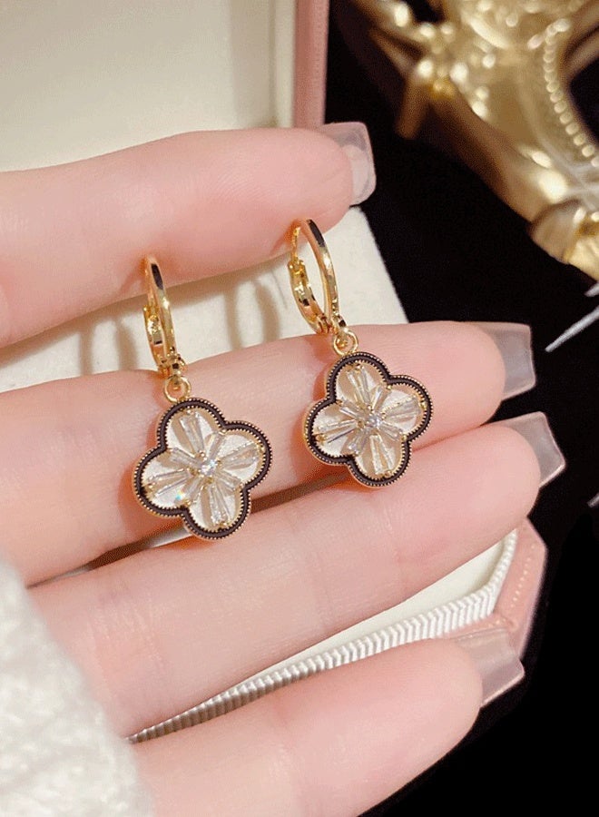 Women's Gold Clover Hoop Earrings - Light Weight Ethnic Fashion Earrings for Ladies, Gold Plated Stylish Jewelry for Daily Wear & Gifting - Image 2