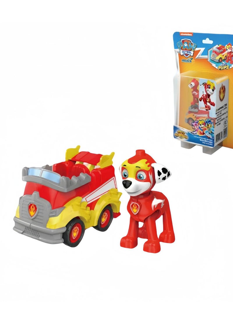 (Maomao Fire Truck) Paw Patrol Power Dog Super Team Pull Back Car Series Assembling Building Blocks Toy Doll  - Image 1