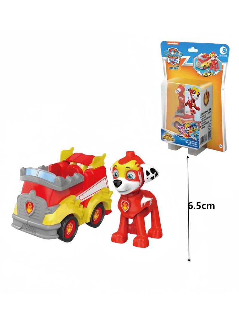 (Maomao Fire Truck) Paw Patrol Power Dog Super Team Pull Back Car Series Assembling Building Blocks Toy Doll  - Image 2