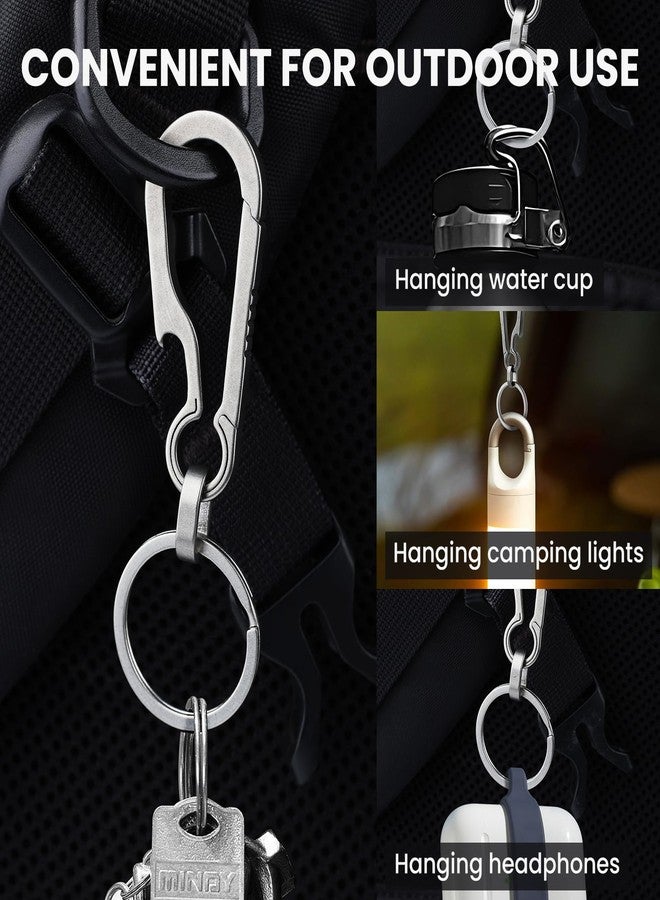 Prometheism Titanium Carabiner Keychain Multi Functional Lightweight Outdoor Keychain Minimalist Key Holder with Titanium Key Ring (Silver-A) - Image 4
