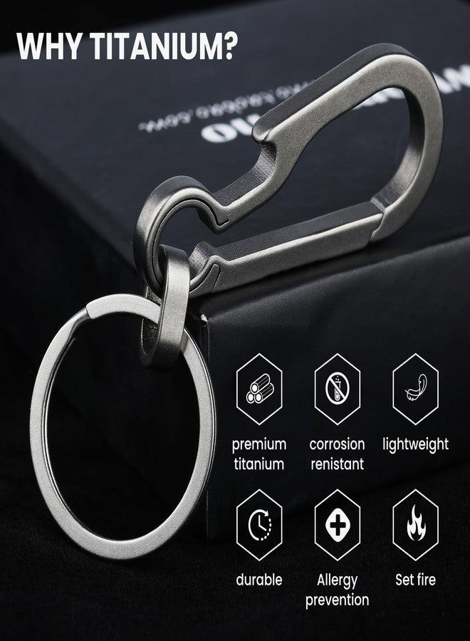 Prometheism Titanium Carabiner Keychain Multi Functional Lightweight Outdoor Keychain Minimalist Key Holder with Titanium Key Ring (Silver-A) - Image 2