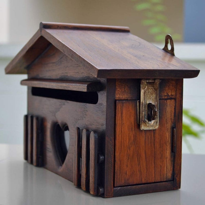 klarako Wooden Cabin Mailbox Rustic Vintage Outdoor Rainproof Letter Box Suggestion Box Post Box for Home Bar House Decor 1pc - Image 5