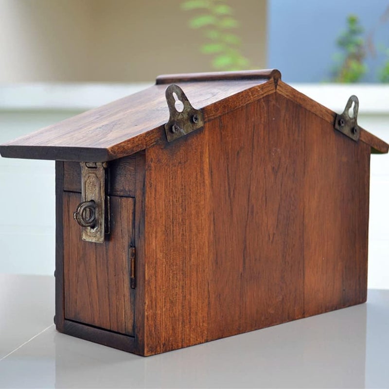 klarako Wooden Cabin Mailbox Rustic Vintage Outdoor Rainproof Letter Box Suggestion Box Post Box for Home Bar House Decor 1pc - Image 4