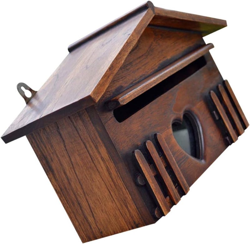 klarako Wooden Cabin Mailbox Rustic Vintage Outdoor Rainproof Letter Box Suggestion Box Post Box for Home Bar House Decor 1pc - Image 1