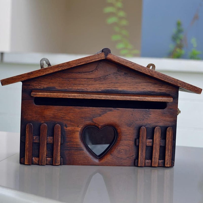 klarako Wooden Cabin Mailbox Rustic Vintage Outdoor Rainproof Letter Box Suggestion Box Post Box for Home Bar House Decor 1pc - Image 3