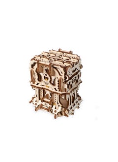 UGears Mechanical Game Device for Tabletop Games Deck Box to Carry or Store Deck and Keep Cards Safe for Card Games, Wooden Box Self Assembling Construction Set, Business Card Holder for Office Desk