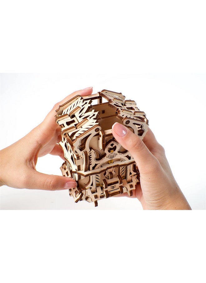 UGEARS - UGears Mechanical Game Device for Tabletop Games Deck Box to Carry or Store Deck and Keep Cards Safe for Card Games, Wooden Box Self Assembling Construction Set, Business Card Holder for Office Desk - Image 1