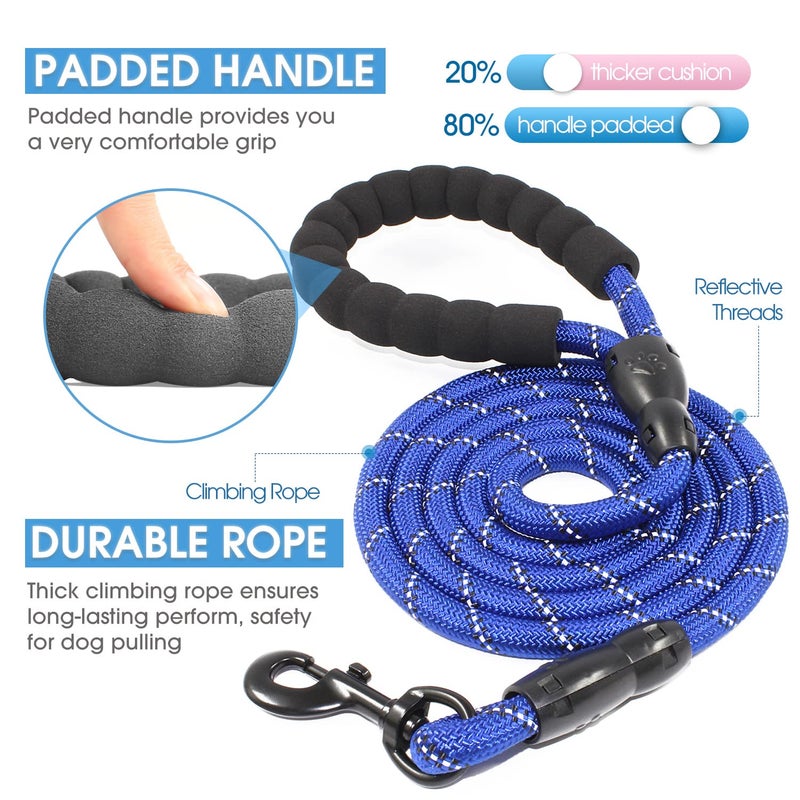 BAAPET 2/4/5/6 FT Dog Leash with Comfortable Padded Handle and Highly Reflective Threads for Small Medium and Large Dogs (5FT-1/2'', Navy Blue) - Image 2