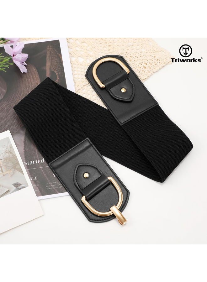 TRIWORKS Women Wide Elastic Waist Belt Fashion Stretchy Belt for Dresses - Image 4
