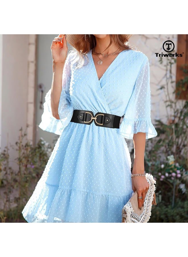 TRIWORKS Women Wide Elastic Waist Belt Fashion Stretchy Belt for Dresses - Image 5