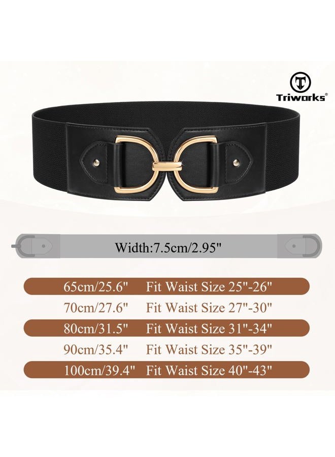 TRIWORKS Women Wide Elastic Waist Belt Fashion Stretchy Belt for Dresses - Image 3