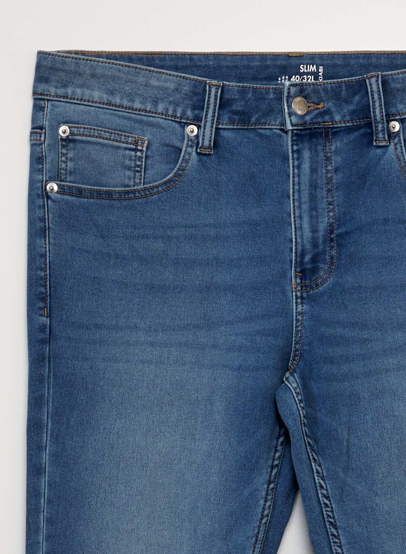 Kiabi Slim-Fit Stretch Jeans - L32 Blue - Image 3