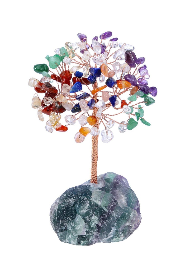 SYOSI Natural 7 Chakra Crystal Tree, Raw Healing Crystals Fluorite Base Gem Bonsai Money Tree for Home Office Table Decor Wealth and Luck Decor Gifts - Image 1