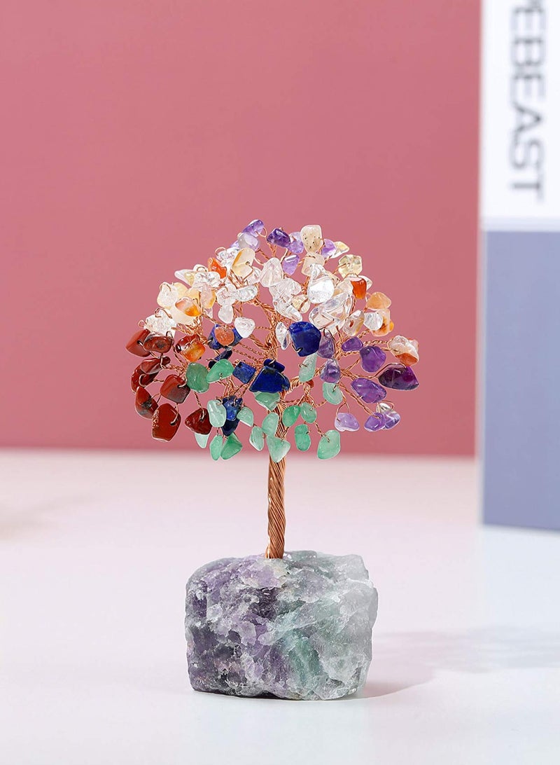 SYOSI Natural 7 Chakra Crystal Tree, Raw Healing Crystals Fluorite Base Gem Bonsai Money Tree for Home Office Table Decor Wealth and Luck Decor Gifts - Image 4