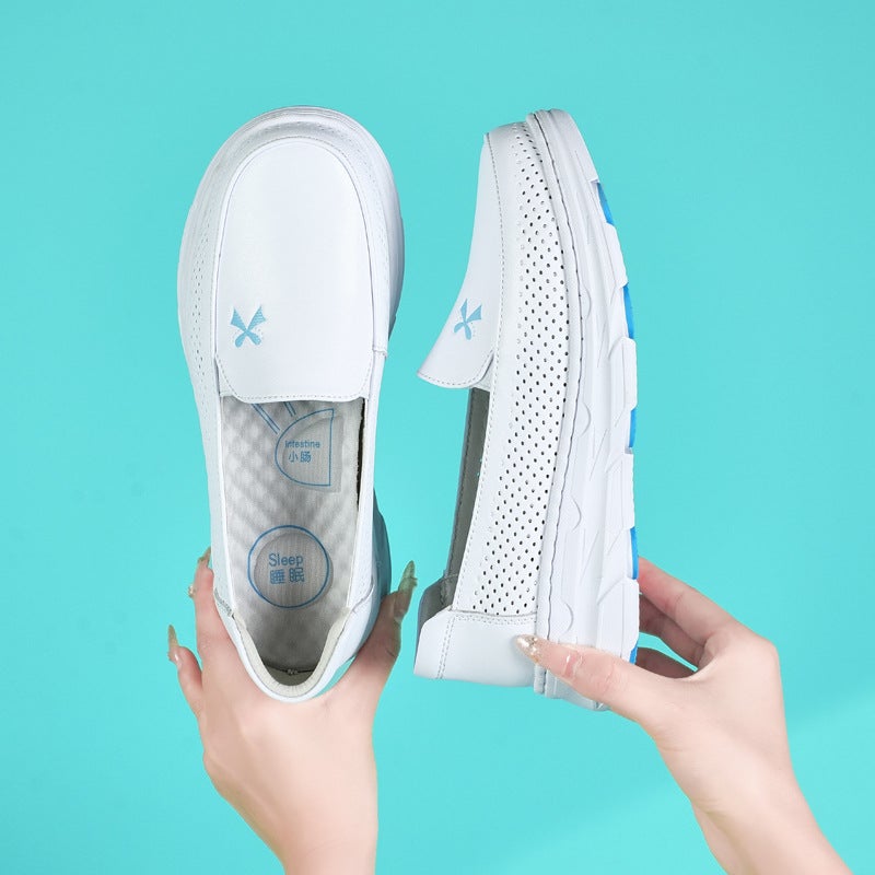 Nurses Shoes Women'S Autumn Breathable Soft Bottom Not Tired Feet Thick Bottom White Shoes Medical Work Shoes A Generation Of Hair - Image 3